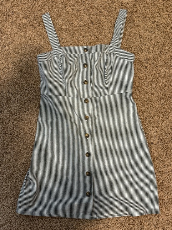 Hollister Dresses & Skirts - Hollister Navy and White Pinstripe Button-Front Mini Dress Size Medium
